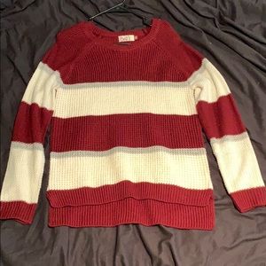 burgundy stripped oversized sweater